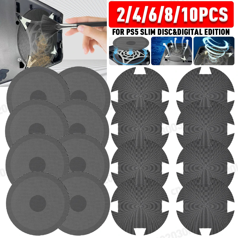 2-10 Stück für ps5 Lüfter Staub filter atmungsaktive Belüftung staub dichte Netz gehäuse abdeckung mit Reinigungs bürste für ps5 schlanke Spiele konsole