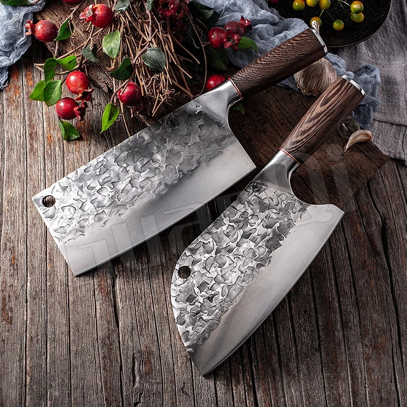 

Full Tang Chef Knife High-carbon Clad Steel Kitchen Knives Traditional Handmade Butcher Meat Chopping Cleaver Cooking Knives