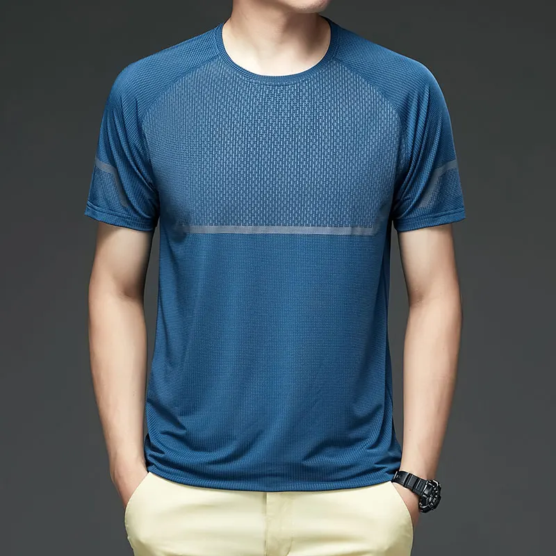 

Outdoor Ice Silk Short Sleeve T-Shirt Men Cotton Running Fitness Quick Dry T-Shirt