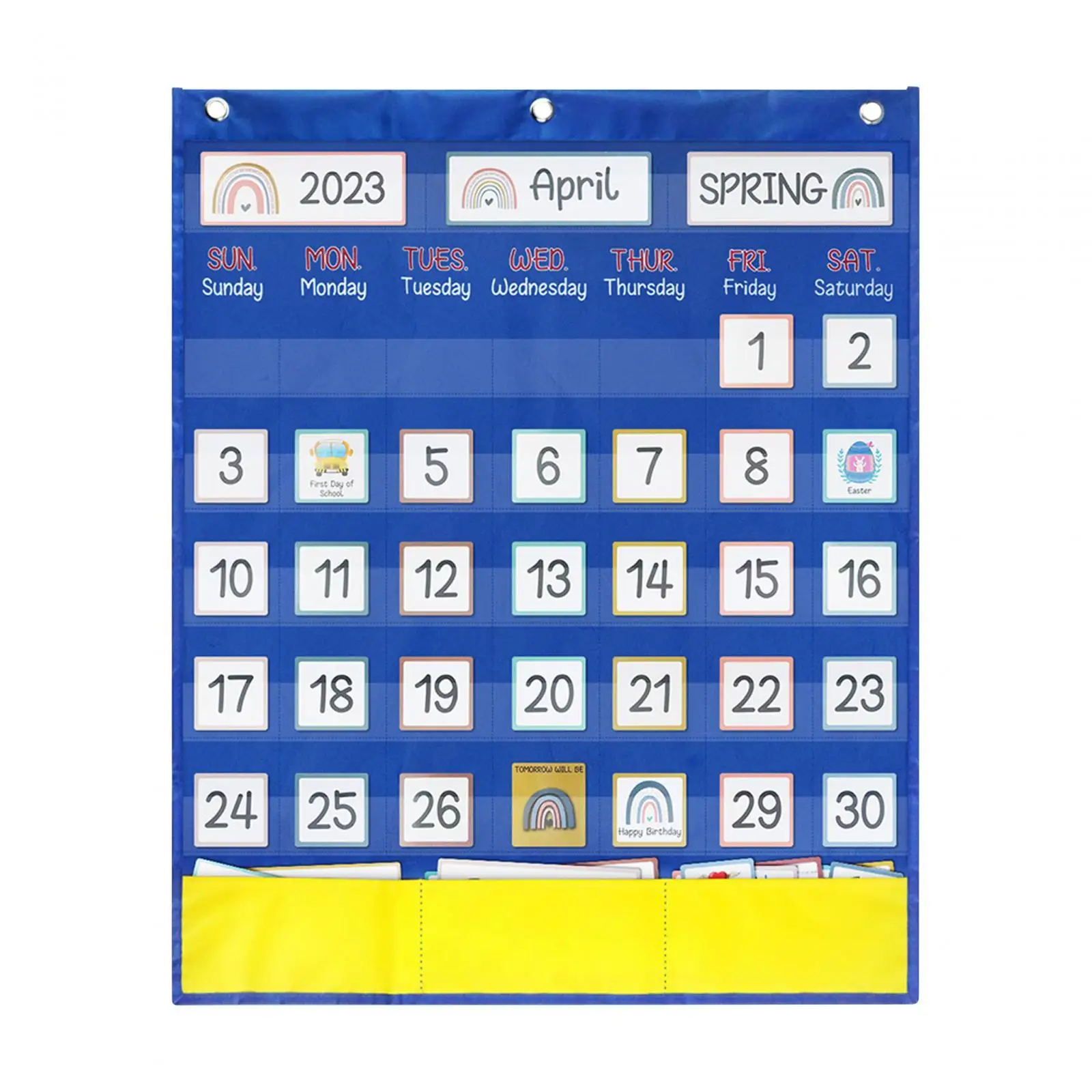 Calendar Pocket Chart Wall Calendar 20.08inchx23.62inch Homeschool Back Classroom Calendar