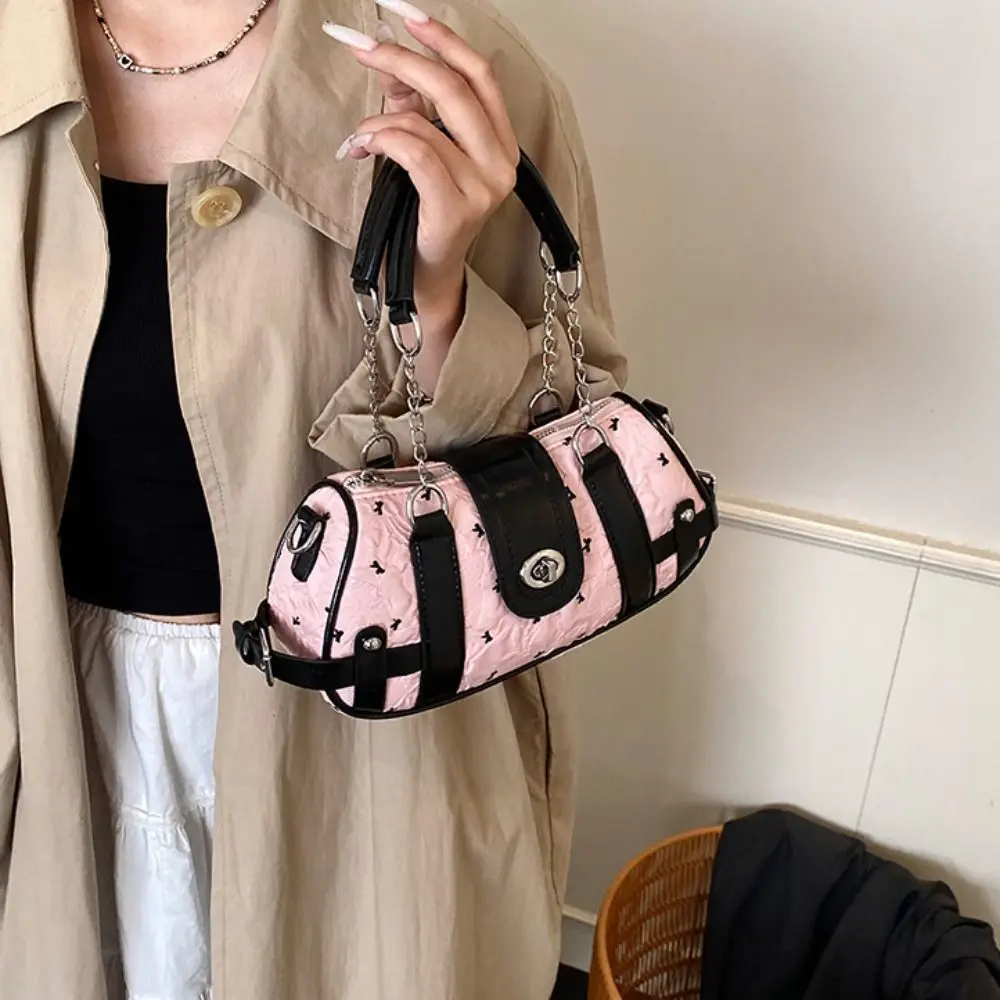 

Portable Y2K Retro Shoulder Bag Cloth Bow Armpit Bag Spicy Girl Handbag Vintage Underarm Bag Streetwear