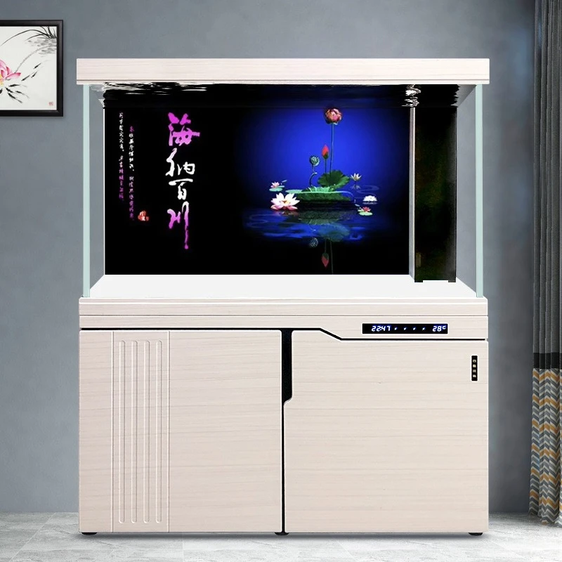 

Living room fish tank ultra-white tank large and medium-sized water-free filter under screen partition aquarium bottom filter