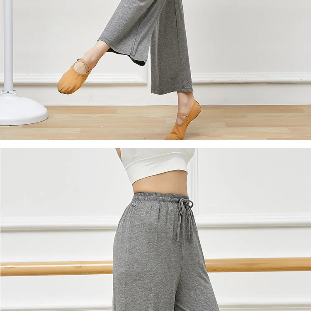 Soft Modal Wide Leg Pants High Waist Elastic Trousers Loose Breathable Yoga Dance Bottoms Comfortable Fitness Workout Clothing