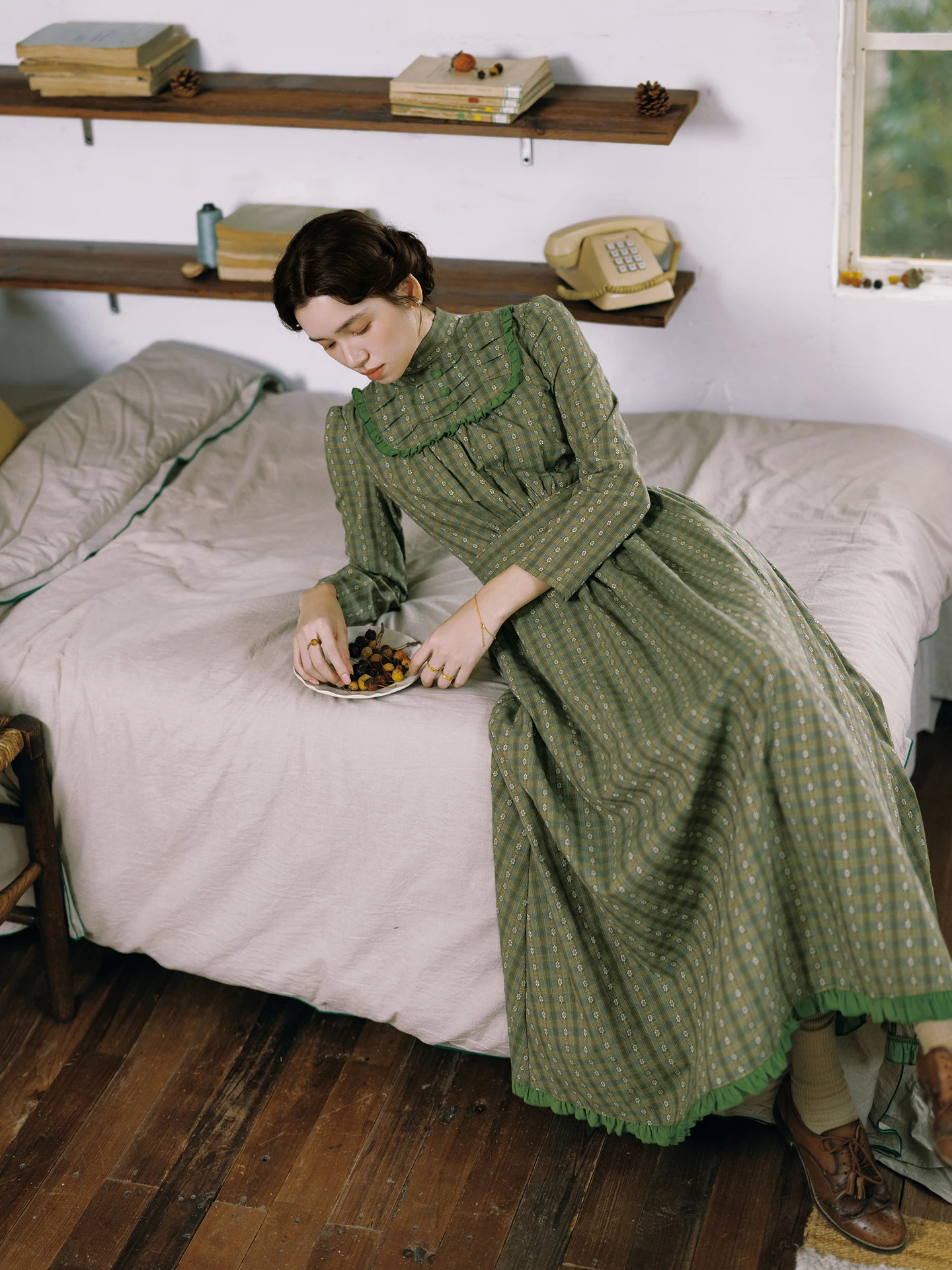 TIYIHAILEY printemps automne femmes vert rayé imprimé robe à manches longues longue Maxi dames S-XL Vintage taille haute 2025 col roulé