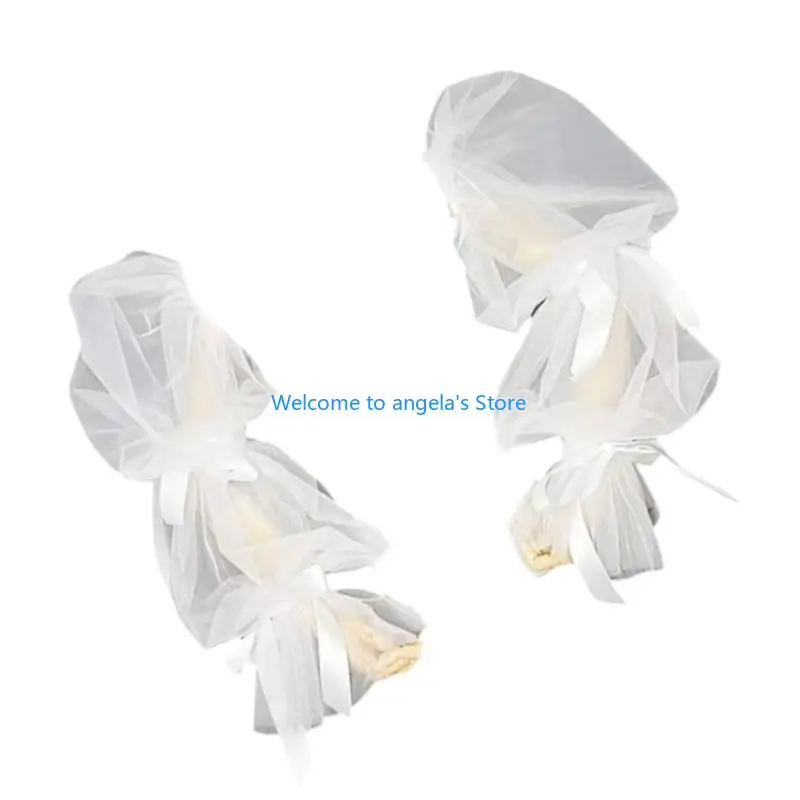 X4yc Uskup lengan gaun tipis pita dekoratif lengan panjang lengan palsu elegan