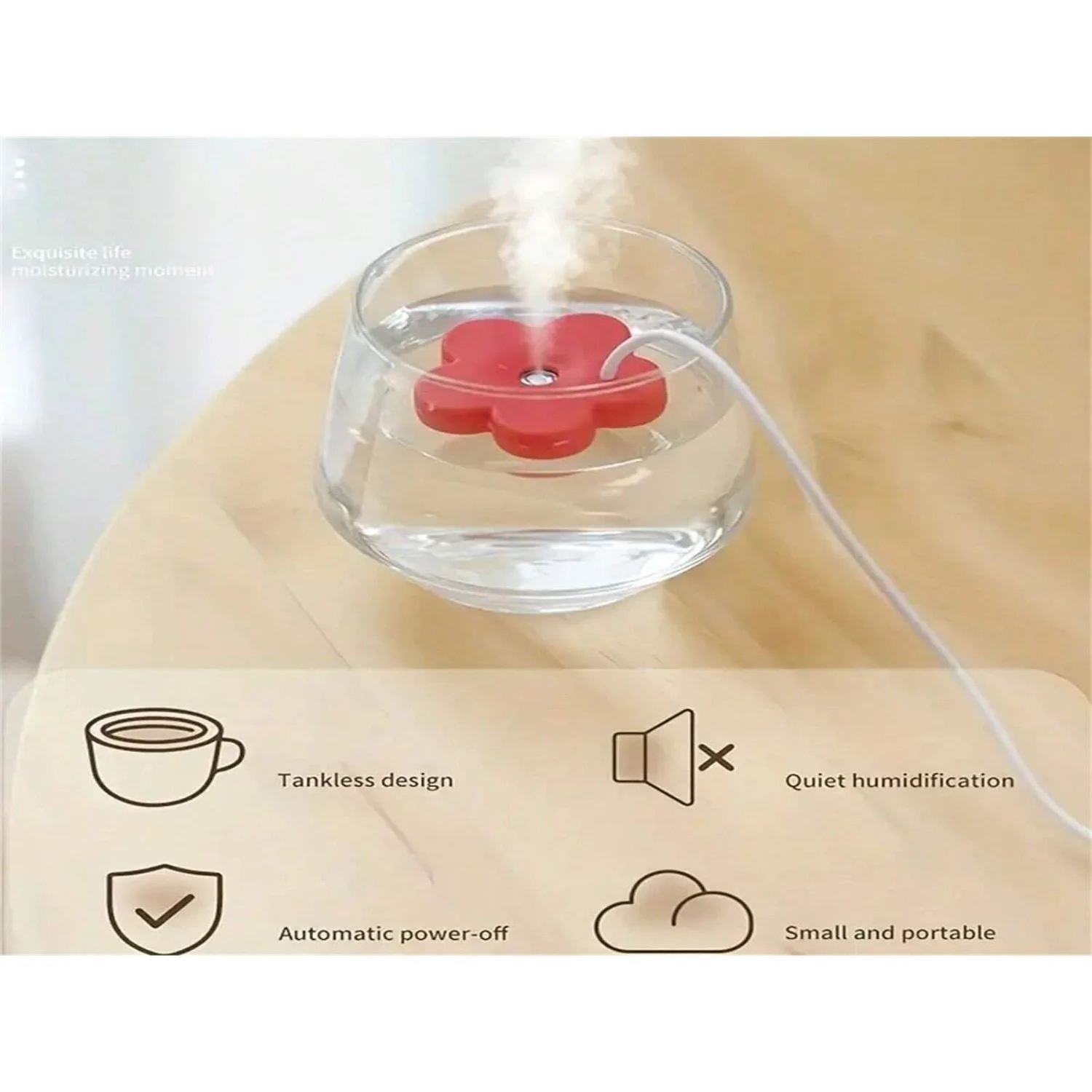 1pc Little Flower Humidifier Usb Mini Portable Silent Water Cup Office  Air Humidifier Water Mist Maker, Red Nano Steamer Facial