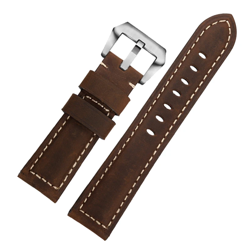 22mm Vintage Cow Watch Strap For Seiko SOLAR Bands SNKP27 SNKP25 SNKP23 Watch band Bracelet Men Nylon Silicone strap Watch Belt