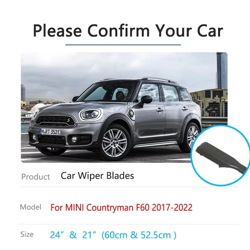 For MINI Countryman F60 2017~2022 Car Front Rear Window Wipers Blades Set Kit Brushes Cleaning Windshield Windscreen Accessories