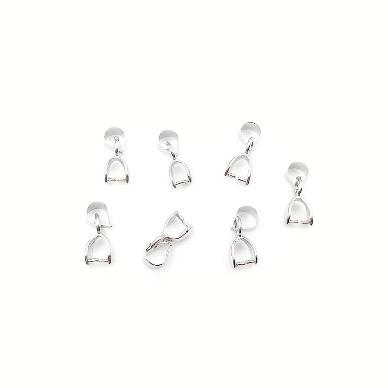 Size S 5*13mm 10/50PCS 925 Sterling Silver Findings Bail Connector Bale Pinch Clasp Clip Pendant Fittings Bail