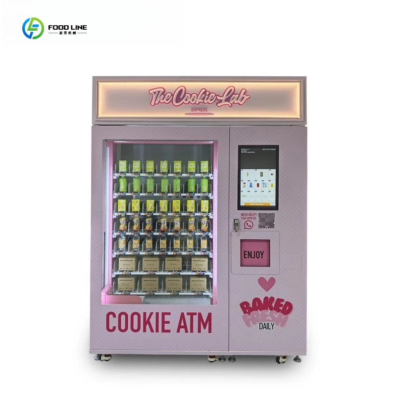 Fresh Food Vending Machine with Lift Function & Flexible Gripping System Accepts Credit Card Coin Token Payments FL Customized