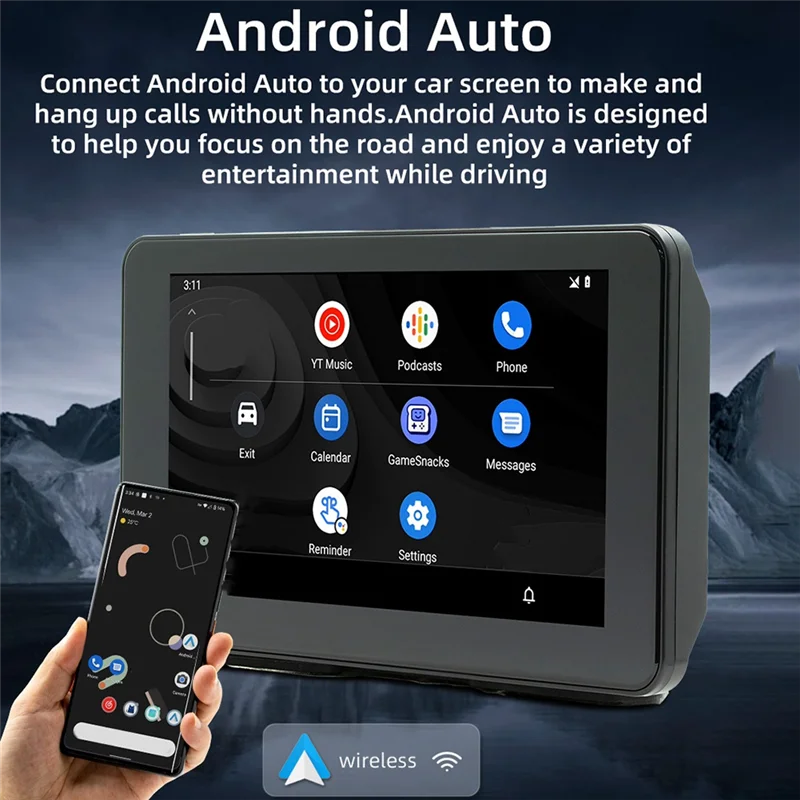 

Classy-Car 7 Inch Bluetooth Portable Screen Driving Recorder GPS Navigation Display Wireless Carplay Android AUTO MP5 Player