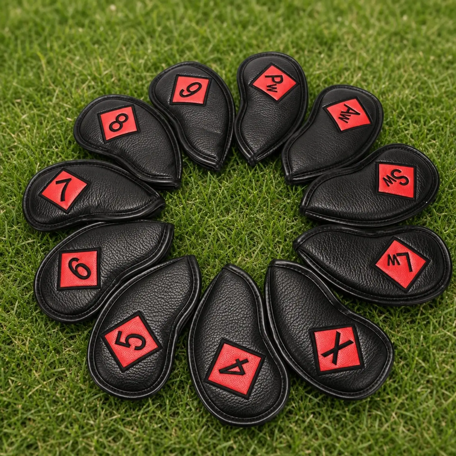 Golf Iron Head Cover with Visible Number Tag Waterproof PU Material Cushioned for Club Travel Bumpy Rides