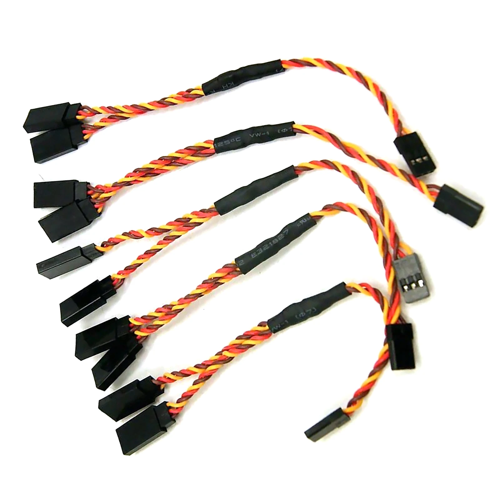 5 buah/set 3Pin RC Servo Splitter Cable 1 Male to 2 Female untuk JR untuk Futaba Servo Y Harness Cable Extension Lead Twisted Wire