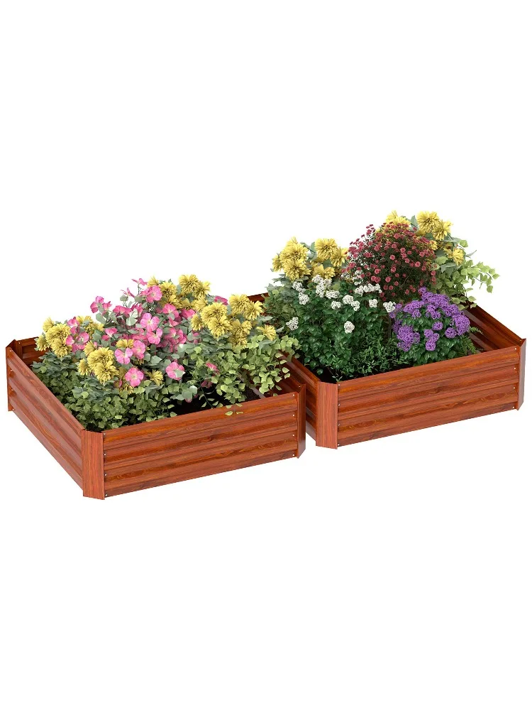 

For Outsunny 2 Piece Galvanized Raised Garden Bed, 3.3' x 3.3' x 1' Metal Planter Box, for Growing Vegetables, Flowers, Herbs, S