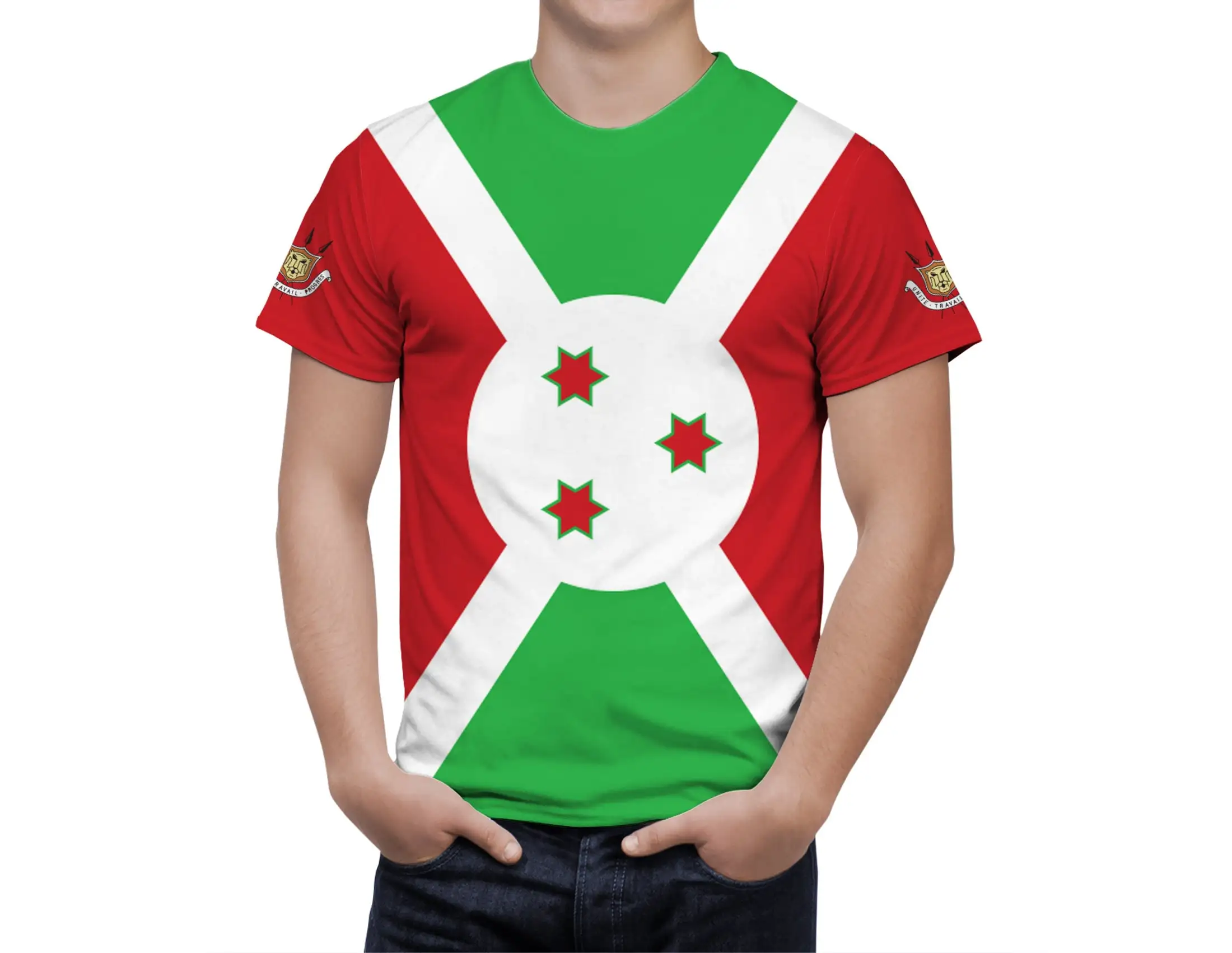 Vintage Burundi Flag T-shirt Men\'s 3D Printed Short Sleeve T Shirt Casual Street Tops Loose Funny T-shirts