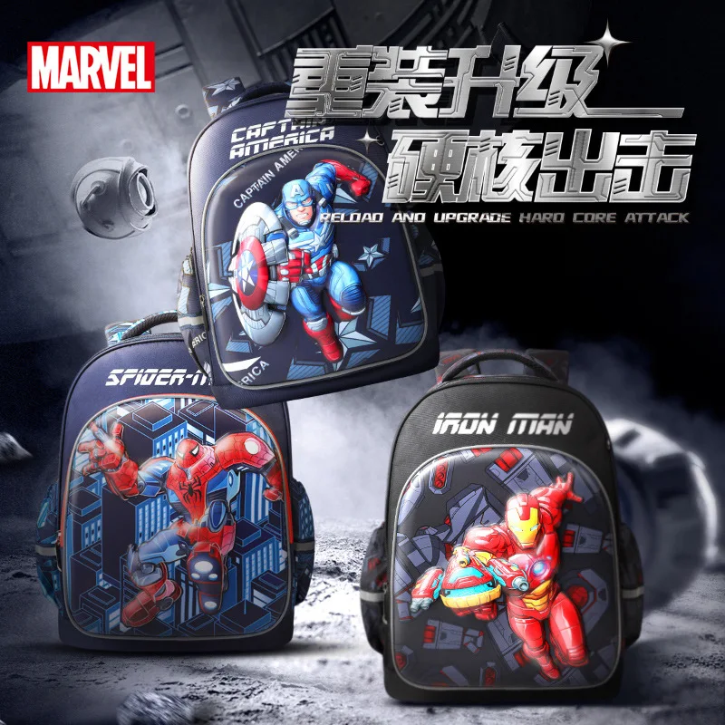 Disney New School Bags For Boys Captain America Iron Spider Man Primary Student Shoulder Orthopedic Backpack Kids Gifts Mochilas