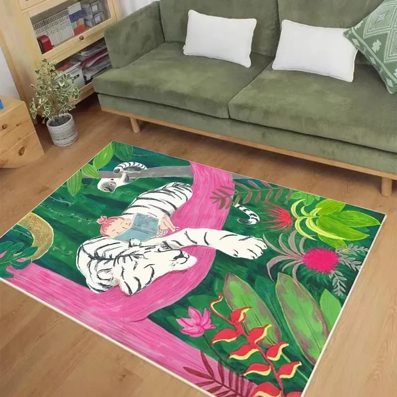 Living Room Carpet Cartoon Abstract Animals Art Children Bedroom Rug Home Decoration Creativity Multicolor Short Fluff Mat Ковер