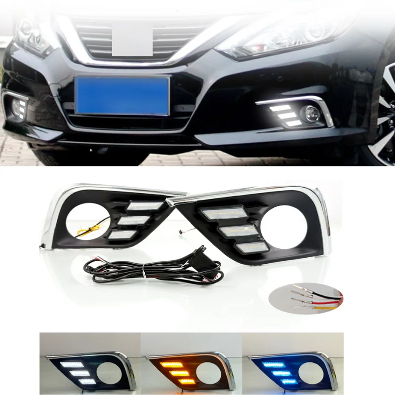 

Front LED DRL Daytime Running Light Fog Lamp Case For Nissan Altima 2016-2018 Replacement Blue Yellow White Light Durable Design