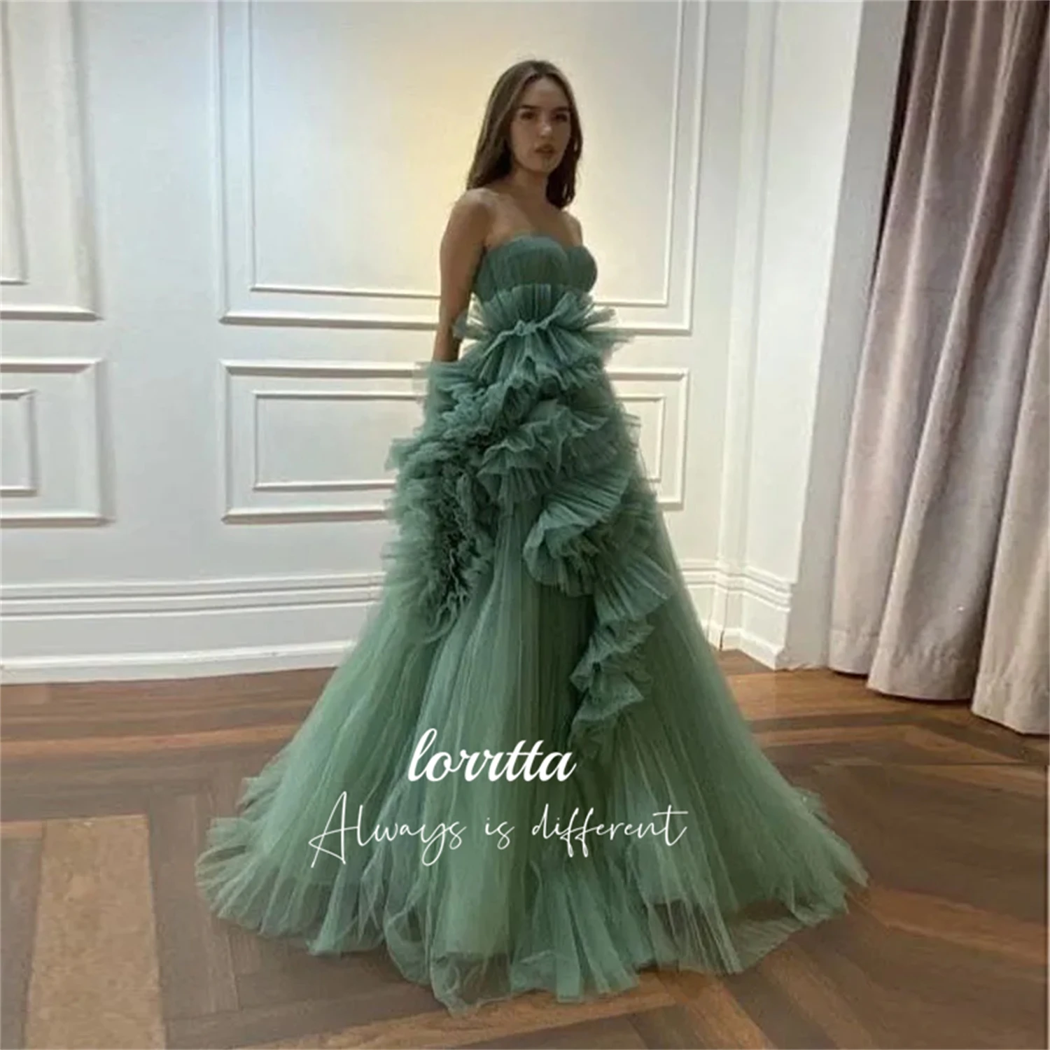 

Lorrtta Ball Gown Fluffy Green Coming of Age Dress Mesh Dresses Party Wedding Elegant Women Gala Woman Womens Luxury Weddings