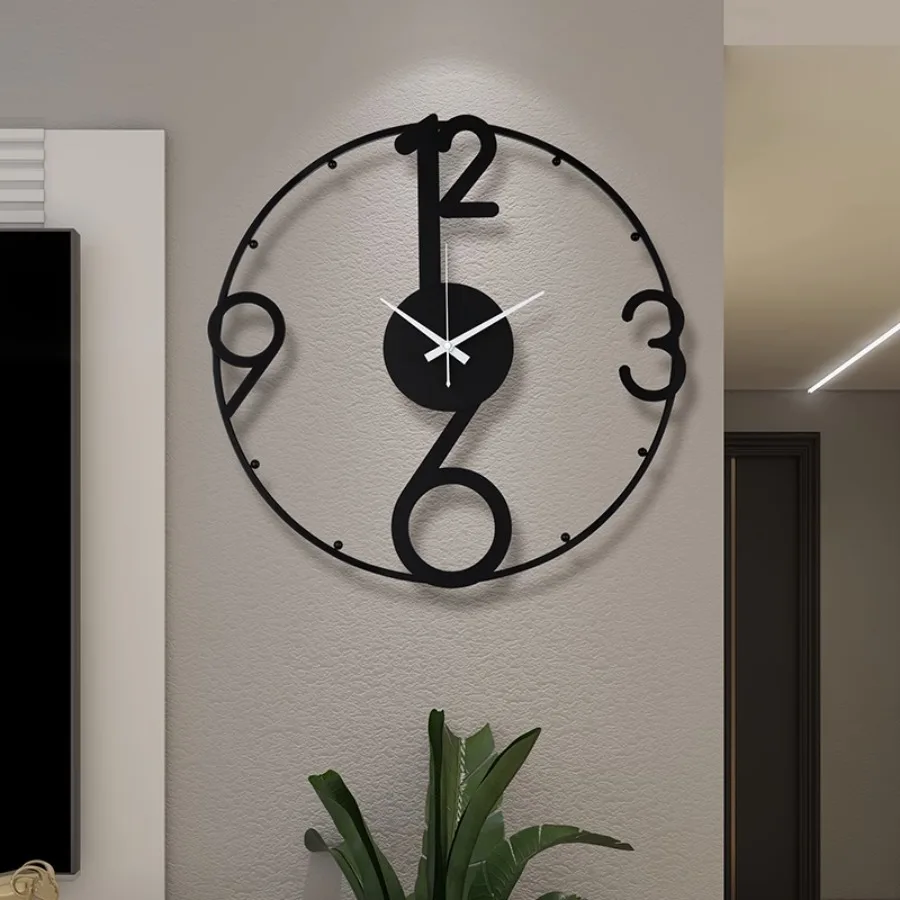 

Hand Living Room Wall Clock Decoration Gift Unique Round Wall Clock Home Digital Black Modern Design Nordic Horloge Room Decor