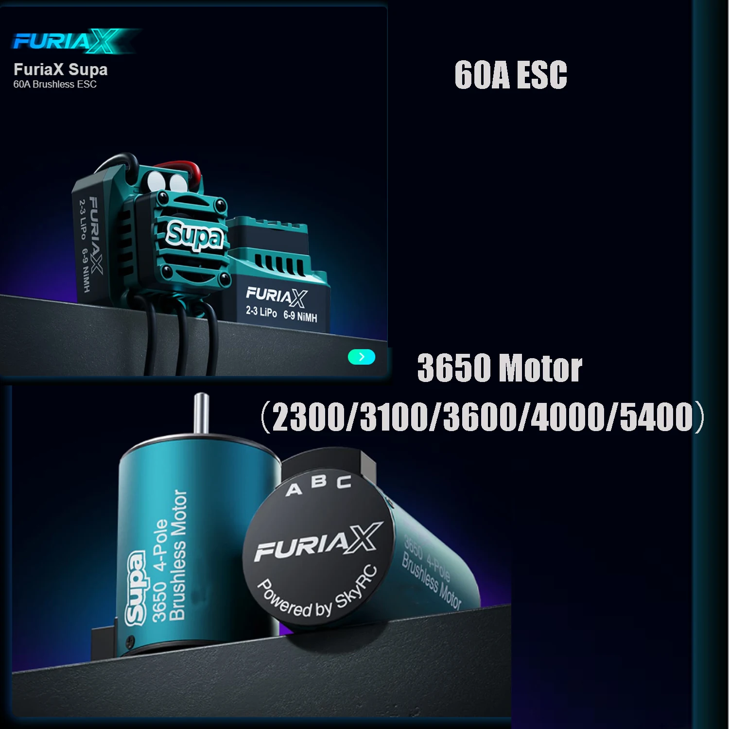 

НОВЫЙ бесщеточный двигатель SKYRC ESC Combo FuriaX Supa 3650 Двигатель (2300/3100/3600/4000/5400) 60A ESC 2-3S 3,175 мм для 1/10 RC Car Truck