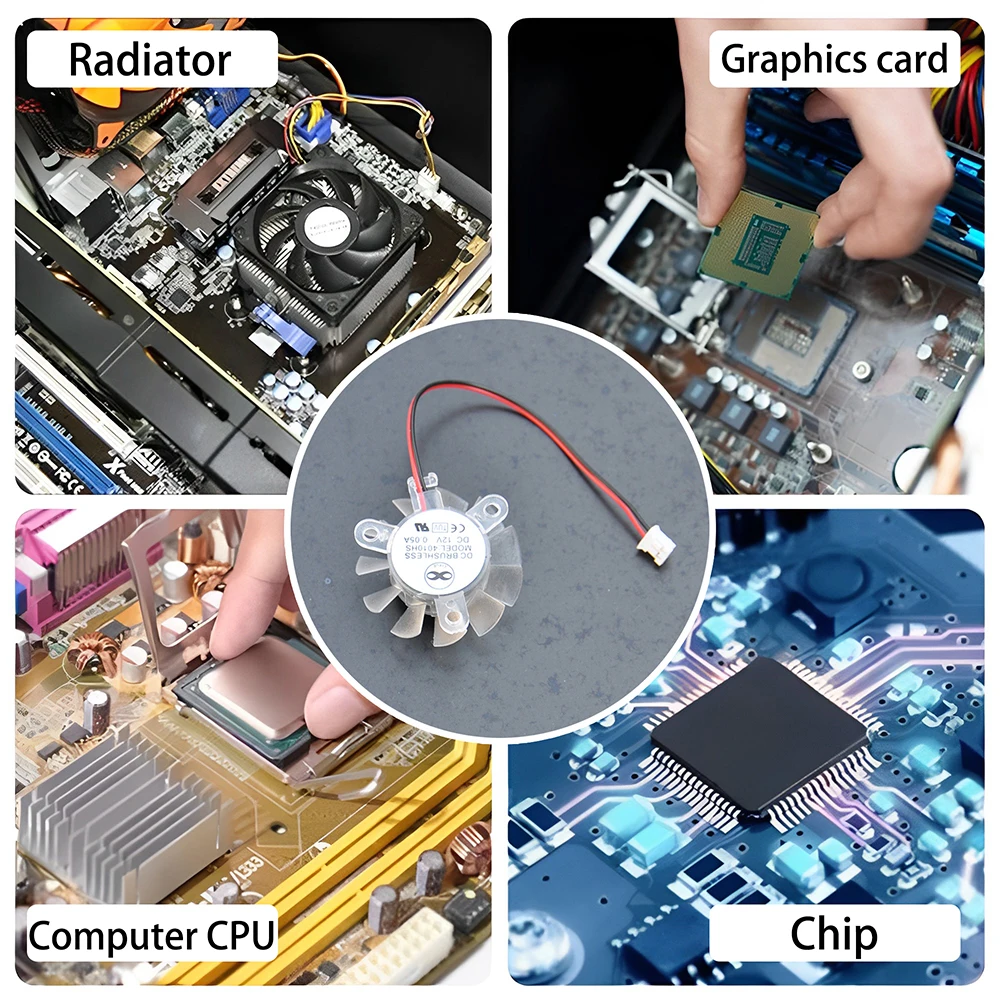 36mm Computer Cooling Fan DC12V Oiled Bearings 2 Pins 2 Wires 4800RPM for Computer CPU VGA Video Graphics Card Cooler Heat Sinks