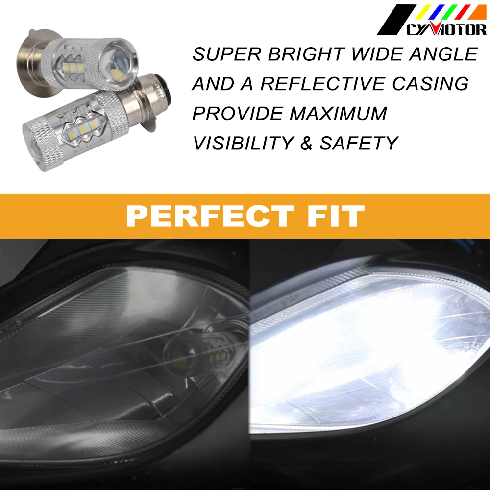 80w LED Headlight Bulbs For Yamaha TTR YFZ YFM Grizzly Rhino Banshee Kodiak Big Bear Warrior 125 225 250 350 400 450 600 660 700