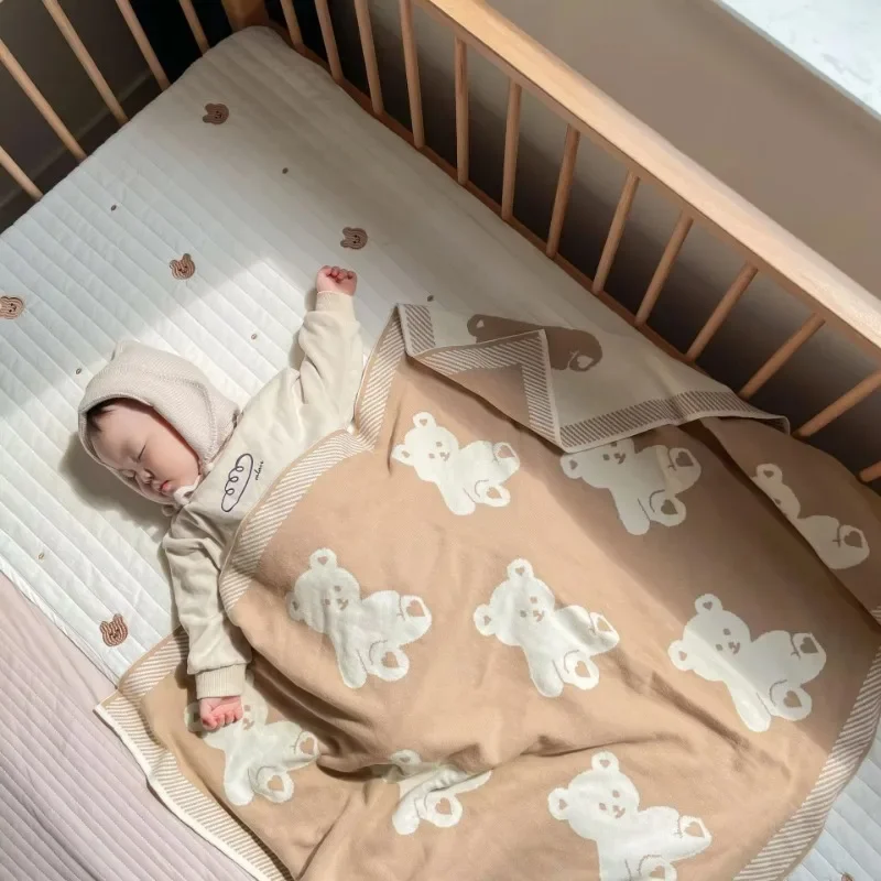 أفضل بيع لينة الدب البني بطانية محبوك القطن الطفل قماط الرضع حديثي الولادة تلقي طفل صغير
