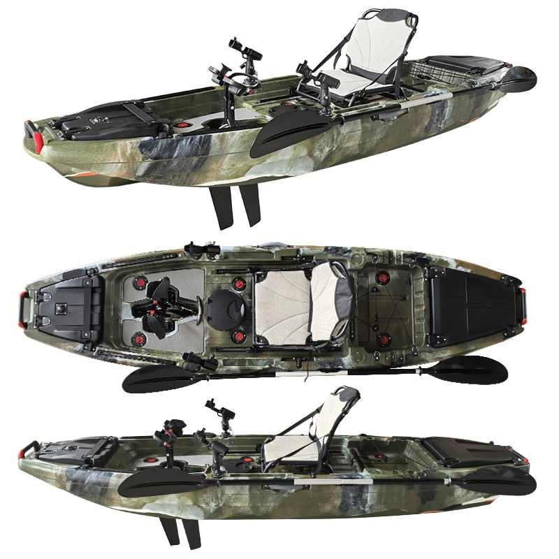 Afbeelding 6: NEOKUDO Roto-mold pedaalviskajak 10ft pedaalaandrijving kajak eenpersoons met roersysteem