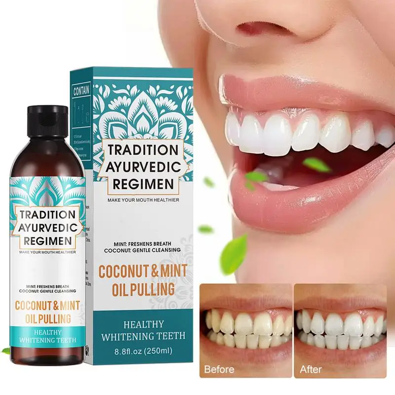 Coconut Oil Mouthwash Alcohol-free Teeth Whitening Fresh Oral Breath Tongue Scraper Natural Mouthwash Mouth Health Care