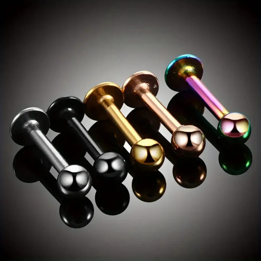 Y2K 10pcs Set Stainless Steel 16G Labret Lip Studs Spiral Ball Ear Screens Simple Style Body Piercing Jewelry6/8/10mm Daily Wear