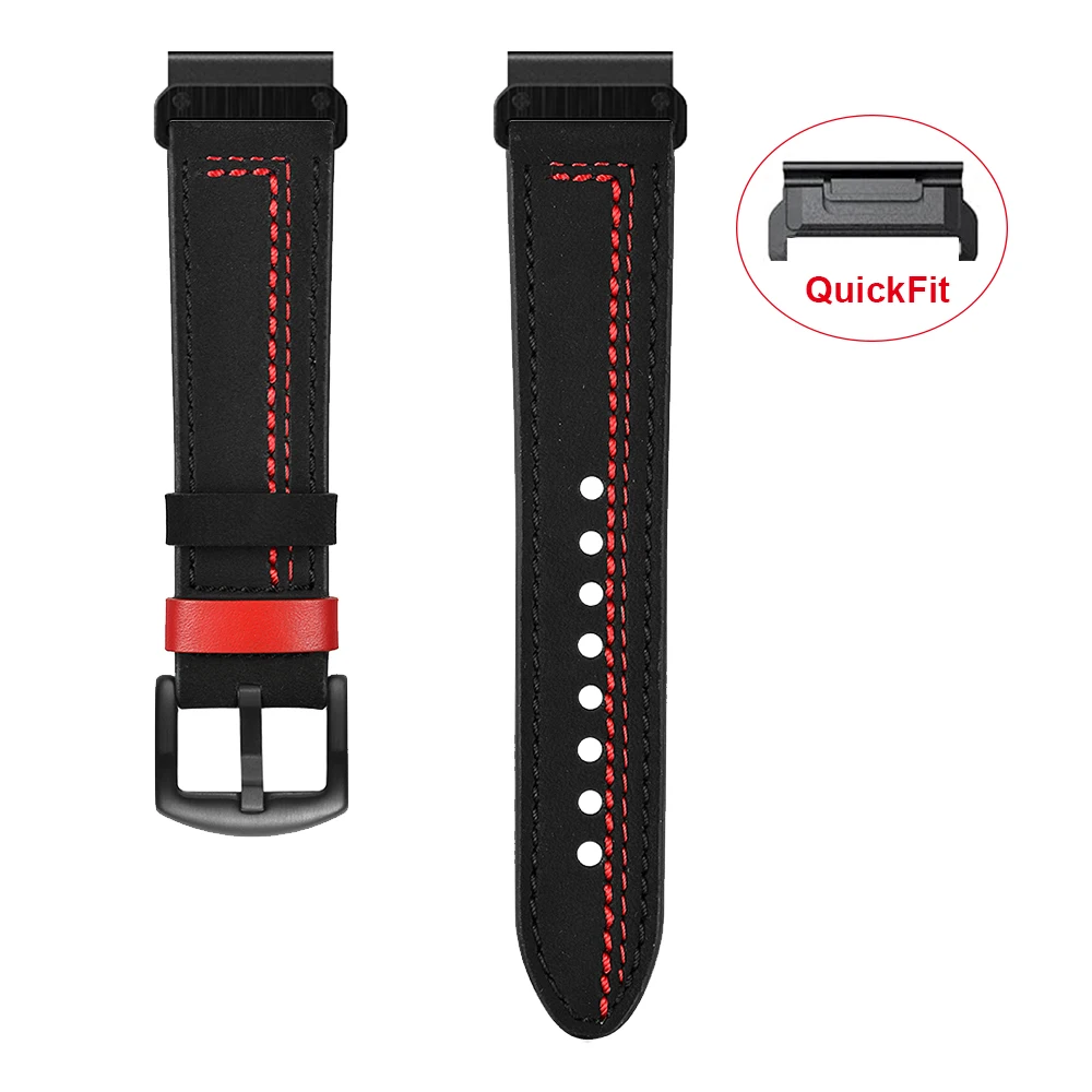 Leather Watch Band QuickFit 22mm 26mm For Garmin Fenix 7X 7 6 6X Pro 5 5X Plus Quatix Epix gen 2 MARQ Strap Watchband Bracelet