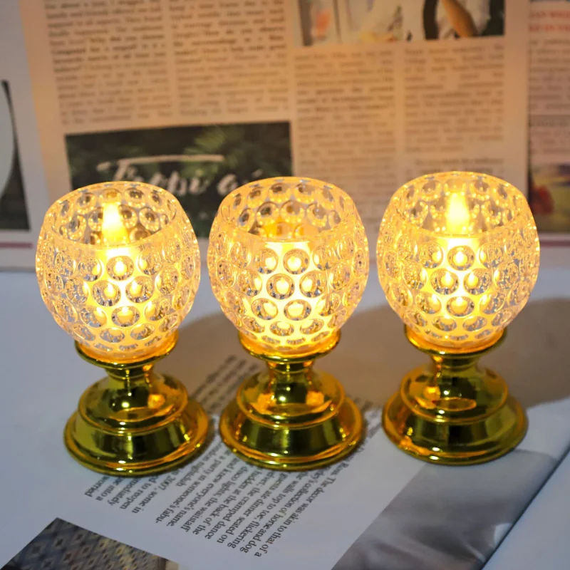 Nordic Electronic Honeycomb Candle LED Acrylic Transparent Crystal Candlestick Night Light Home Decorations Atmosphere Ornaments