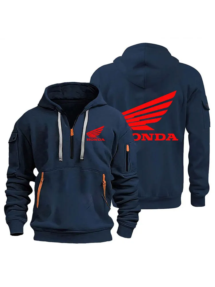 Herenkleding Hoody Hoodie Motorjas Honda Wing Logo Print Sweatshirt Pullover Trendy bikerjack Herfst en winter - afbeelding 2