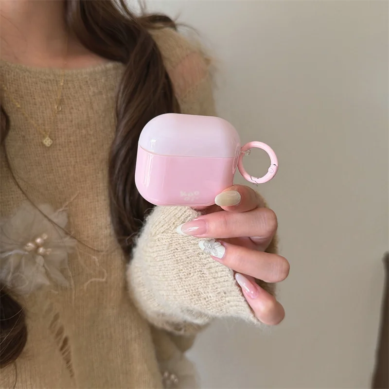 

Kawaii Pink Glossy AirPods Case for 1 2 3 4 Pro Pro2 Pro3 Cute Soft TPU Earphone Cover Shockproof Protector for Apple AirPods
