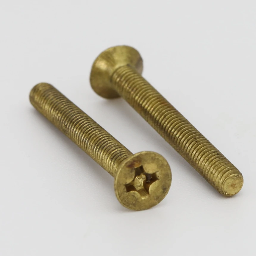 M2 M2.5 M3 M4 M5 M6 M8 4-50mm Length GB819 DIN965 Brass Phillips Cross Recessed Countersunk CSK Flat Head Machine Screw Bolt