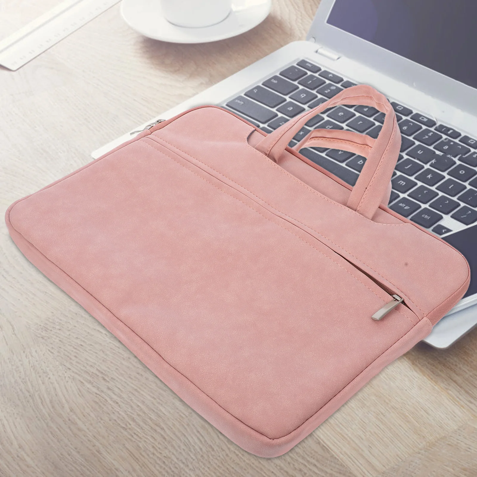 

14-дюймовый чехол для ноутбука, защитная сумка для ноутбука из искусственной кожи с передним отделением, портативная сумка для переноски компьютера для путешествий и офиса