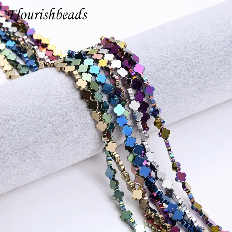 Electroplating Rainbow Flower Shape Hematite Stone Loose Beads 4/6/8mm for high quality Jewelry Making Supplier 5pcs/lot