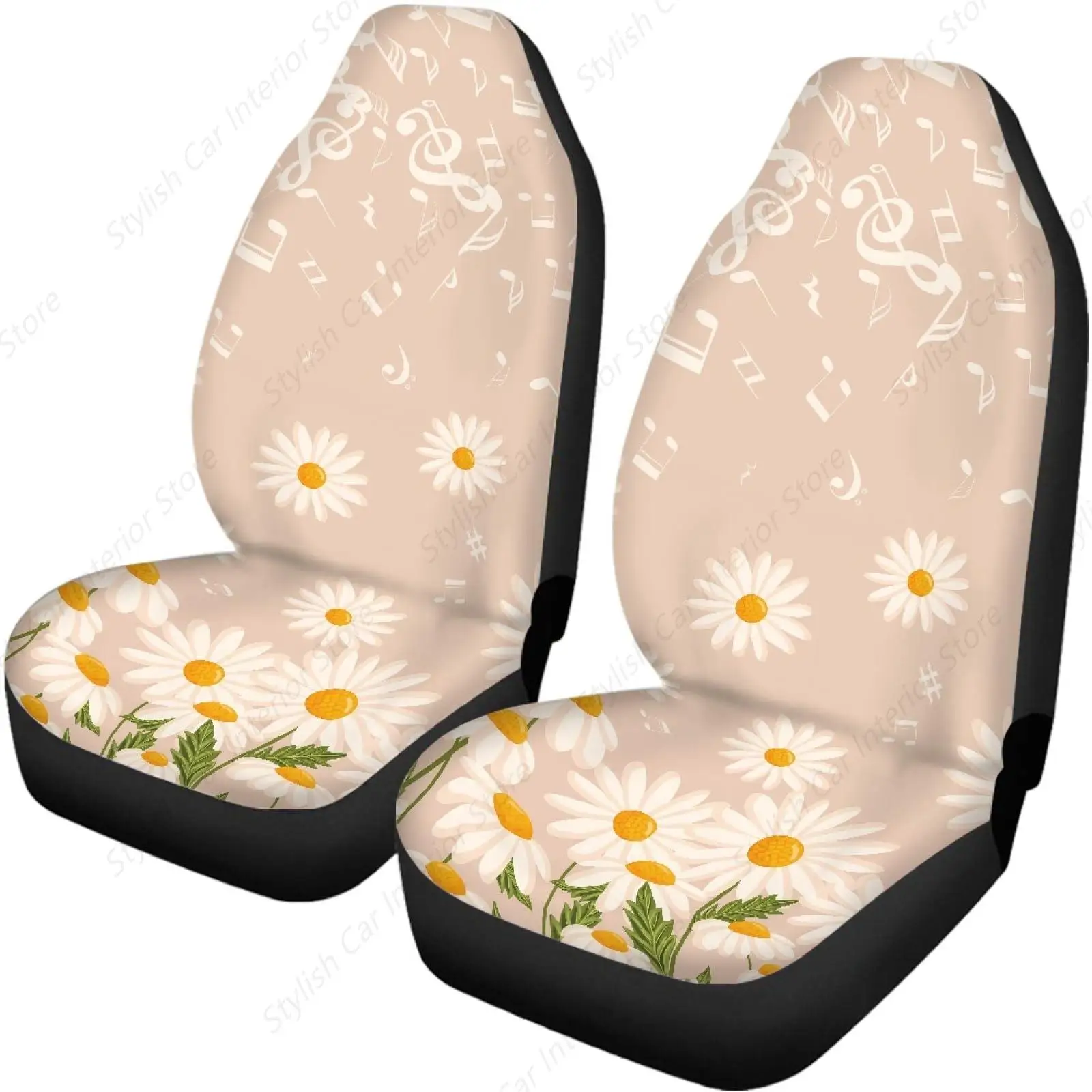 

Daisy Music Note Front Bucket Seat Cover for Cars Truck SUV,2 Piece Car Seat Covers Universal Fit for SUV Van Truck and Sedan
