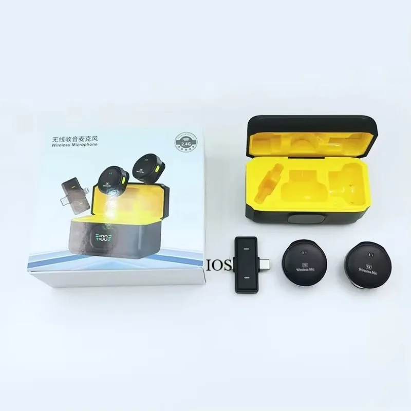 Micrófono de solapa inalámbrico con estuche de carga para entrevistas al aire libre, mini micrófono con cancelación de ruido para iPhone Android 3