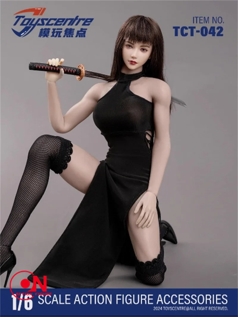 Toyscentre TCT-042 1/6 أنثى أسود مثير شق فستان بحزام الملابس نموذج صالح 12 ''S16A الجندي عمل الشكل الجسم دمية