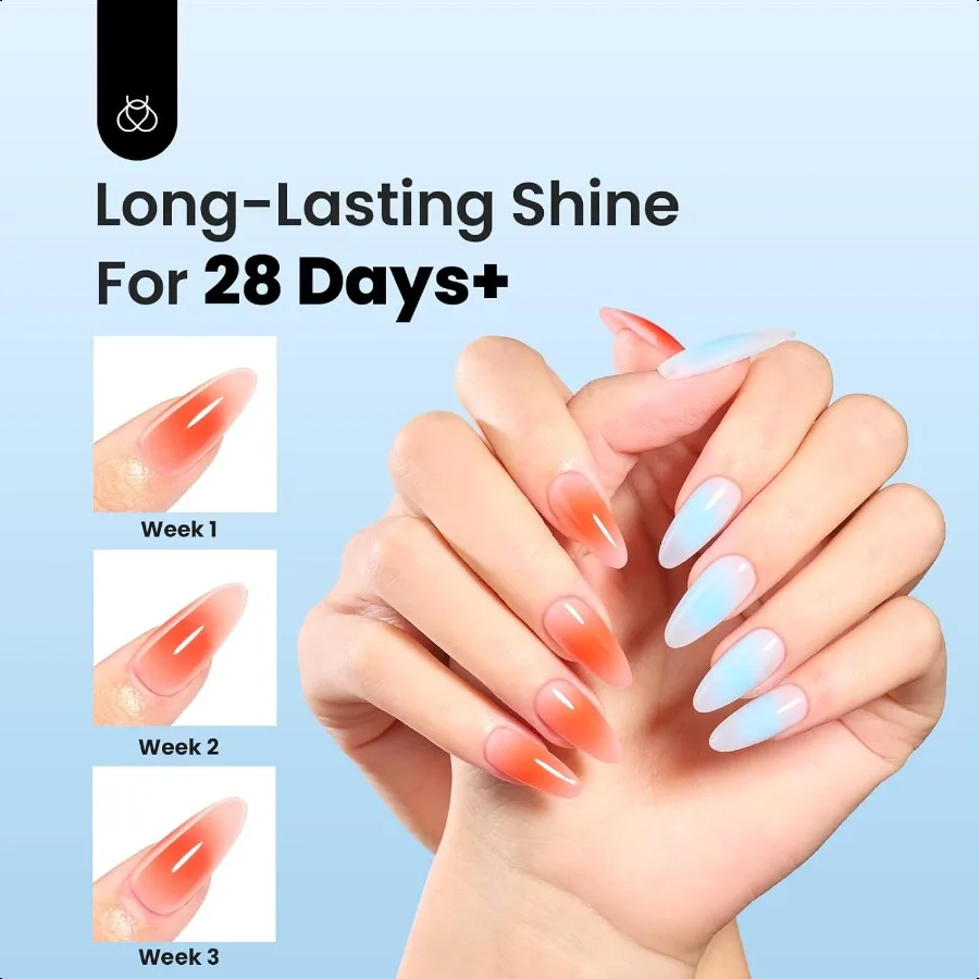 Beetles No Wipe Gel Top Coat e Base Coat Set per Smalto Gel 2 Pezzi 15ml Er Lucido e di Lunga Durata per Soak Off Lampada per Unghie a LED Na