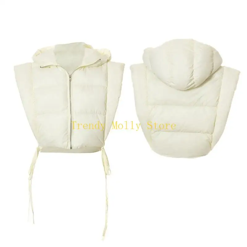 N5KB Frauen ärmelloses Kapuzenpuffer für Jacke gesteppte Reißverschluss-up-Schnürholzblase