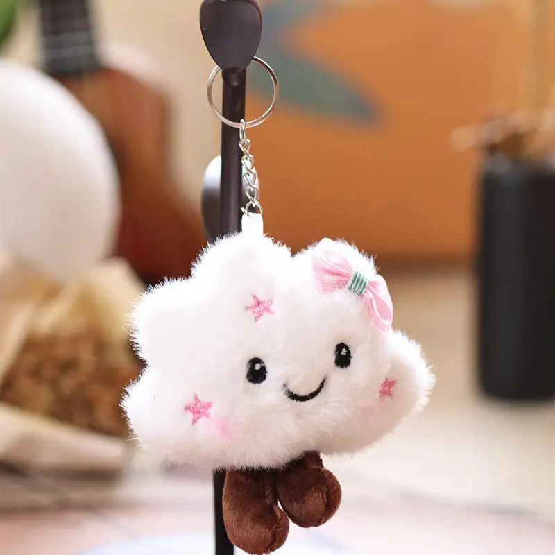 Kawaii nuage porte-clés poupée en peluche porte-clés pendentif Couple sac à dos pendentif dessin animé poupée livre sac décoration cadeau d'anniversaire
