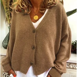 Cross Border Autumn and Winter Women's Clothing Ebay Amazon Wish Hot Selling Casual Loose Sweater Knitted Cardigan