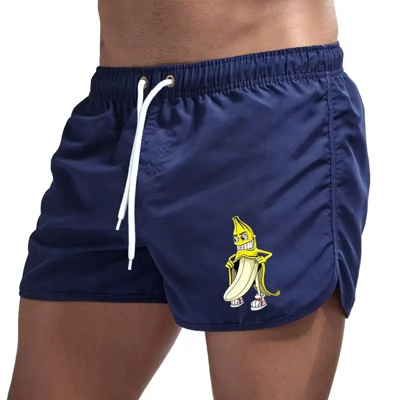 

2025 Summer New Men's Fashion Trend Cartoon Banana Pattern Printed Shorts Outdoor Sports Training Quick Drying Beach Shorts
