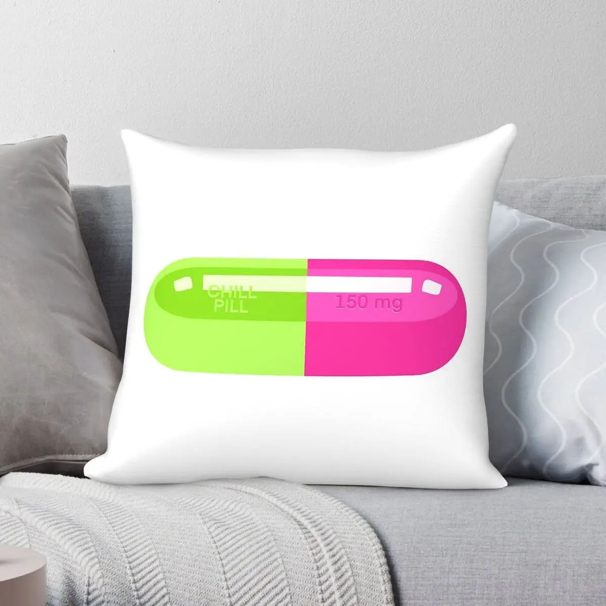 Chill Pill 150mg Square Pillowcase Polyester Linen Velvet Creative Zip Decorative Home Cushion Cover 18