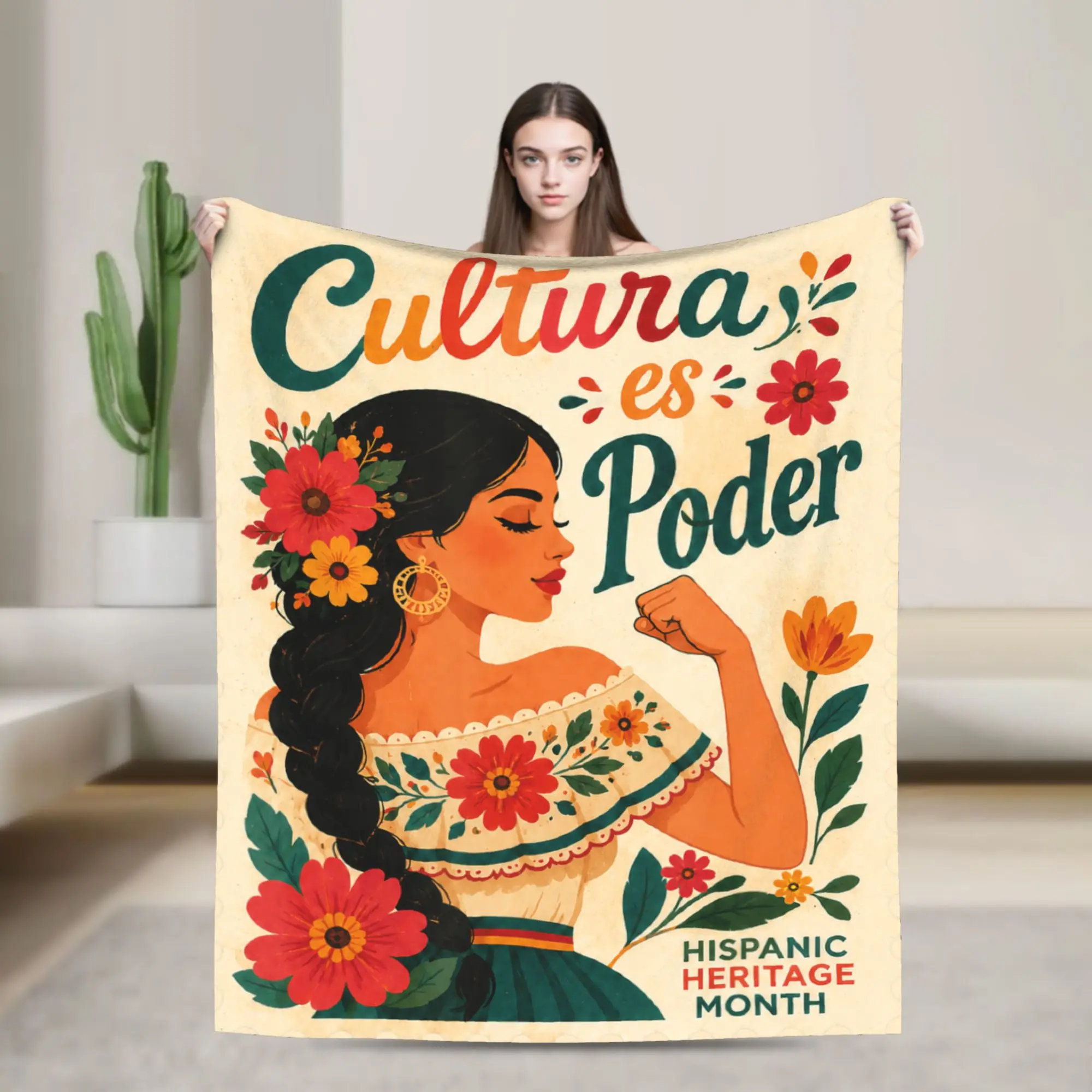 Cultura ES Poder Hispanic Heritage Super Soft Blanket  Fashion Travel Car Throw Blanket Couch Bed Flannel Bedspread Bed Cover