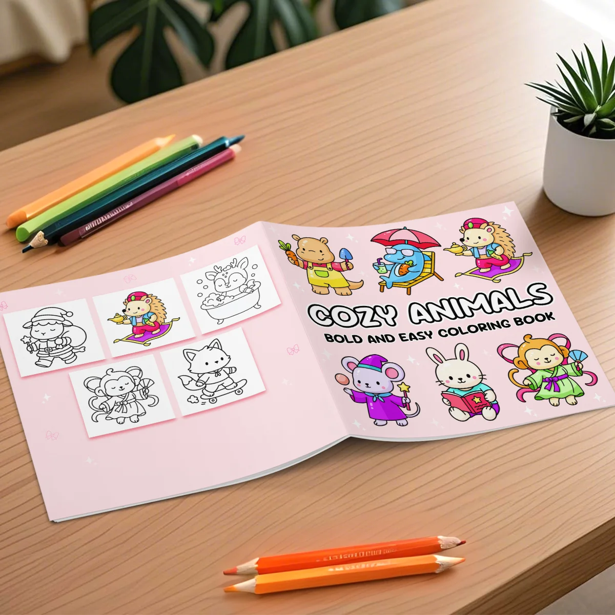 COZY ANIMALS Libro da colorare con motivi audace e facili per adulti e bambini Simpatico libro da disegno Regalo perfetto per feste e compleanni