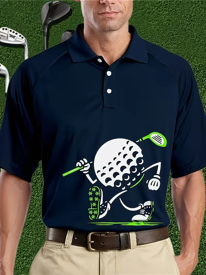 

Summer New Men's Stick Figure Golf Ball Polo Shirts with Breathable Casual Comfortable and Fashionable Short Sleeve Men Clothing